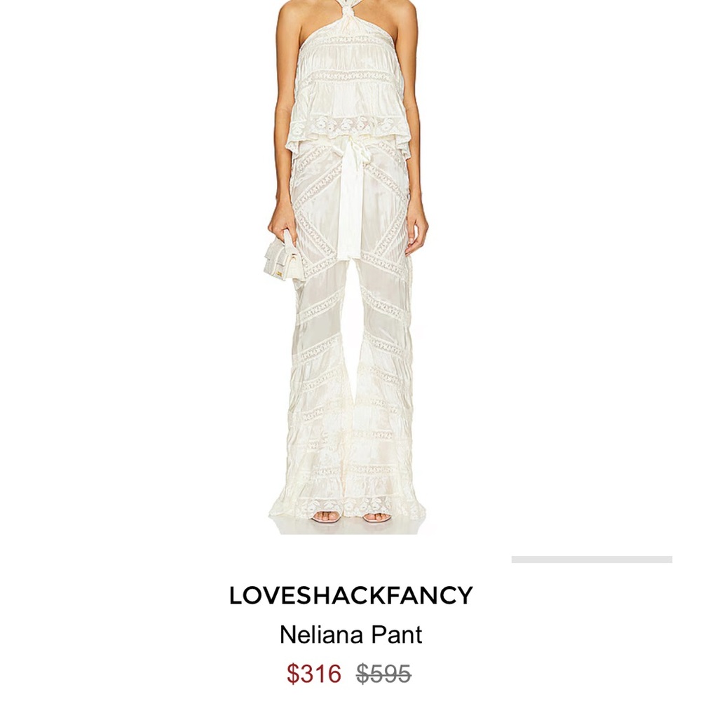 NWT LoveShackFancy White Wide Leg Lace pants